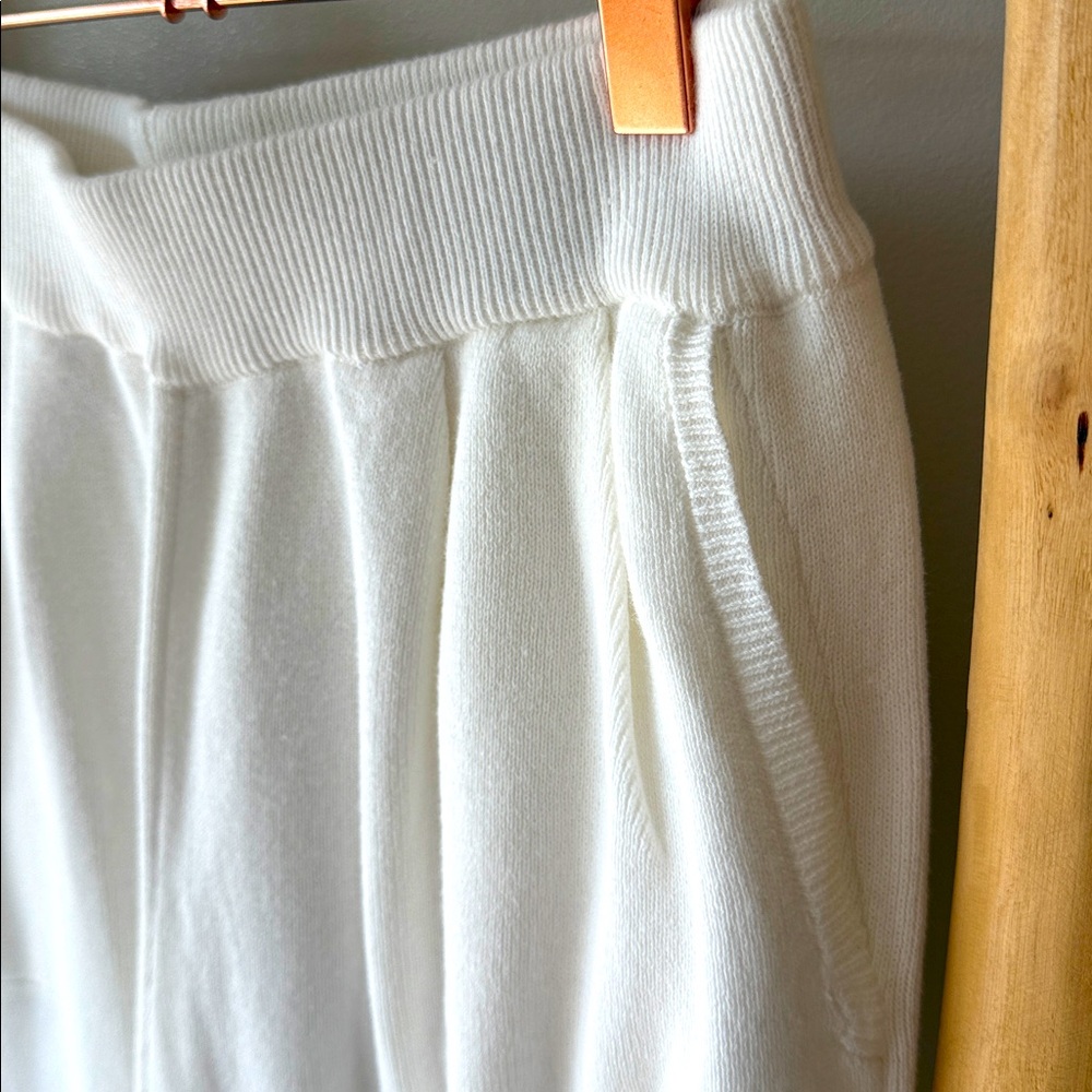 Amazon 2Pc Khaki Knit Top White High Waist Knit Jogger Pant Lounge Set M NWOT - Picture 11 of 16